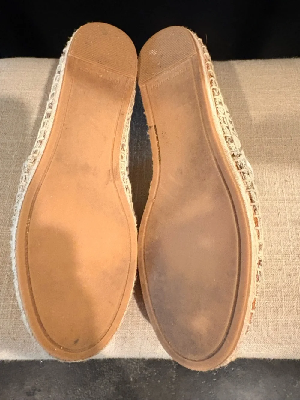 Tory Burch Beige and Brown Logo Espadrille Flats